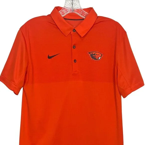 Nike Oregon Beavers Golf Polo Shirt Mens Small Orange NCAA Football Dri Fit - Picture 3 of 9